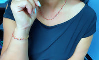 18k Gold Layered Red Color Evil Eye Bracelet And Necklace