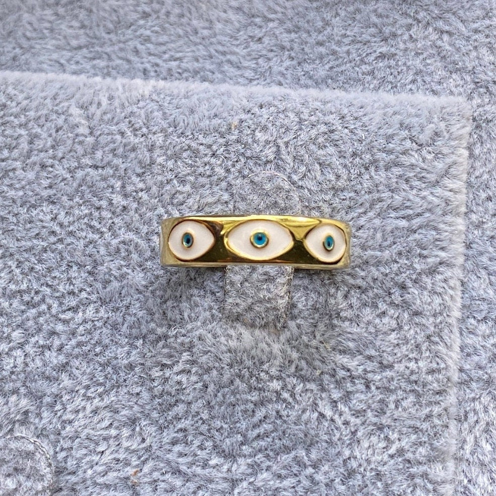 Anillo Ojo Turco Azul Protector Dorado