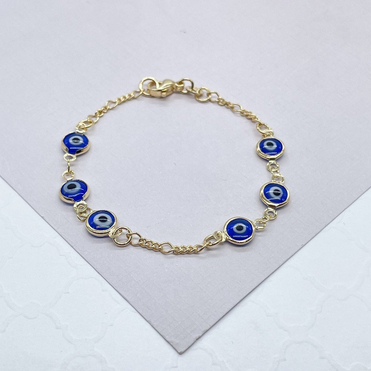 18k Gold Layered Red Evil Eye Kids Bracelet For Protection Wholesale Jewelry