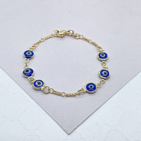 18k Gold Layered Red Evil Eye Kids Bracelet For Protection Wholesale Jewelry