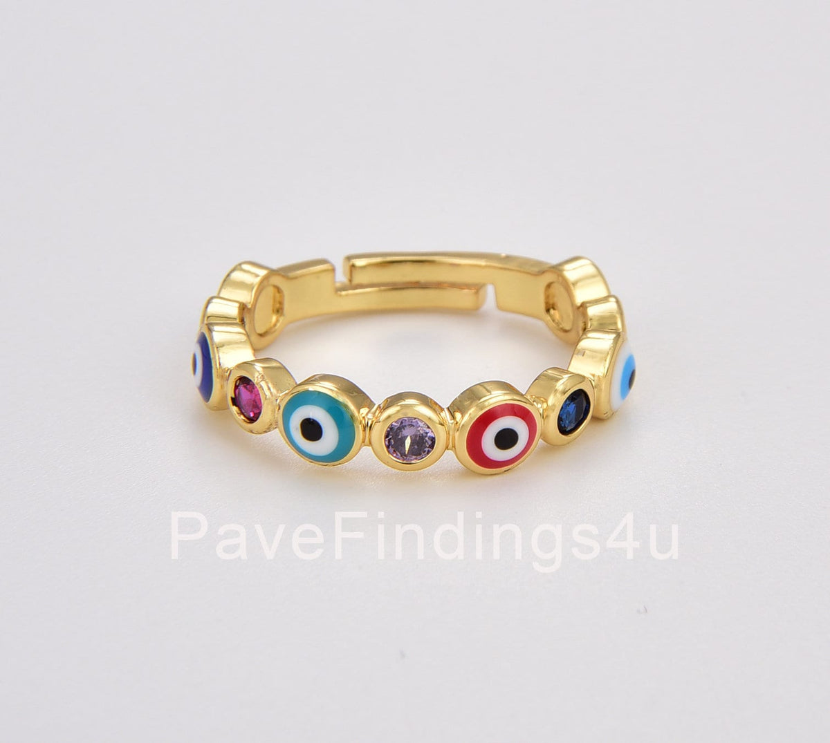 Anillo Ojitos Turcos de Colores Oro 18K