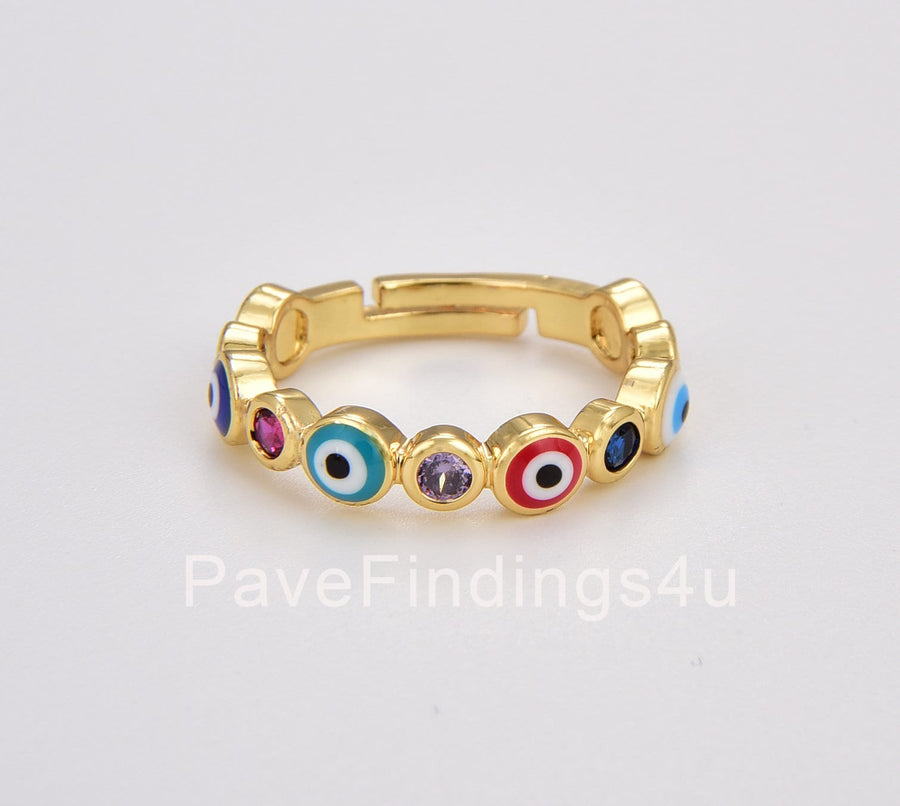 Anillo Ojitos Turcos de Colores Oro 18K