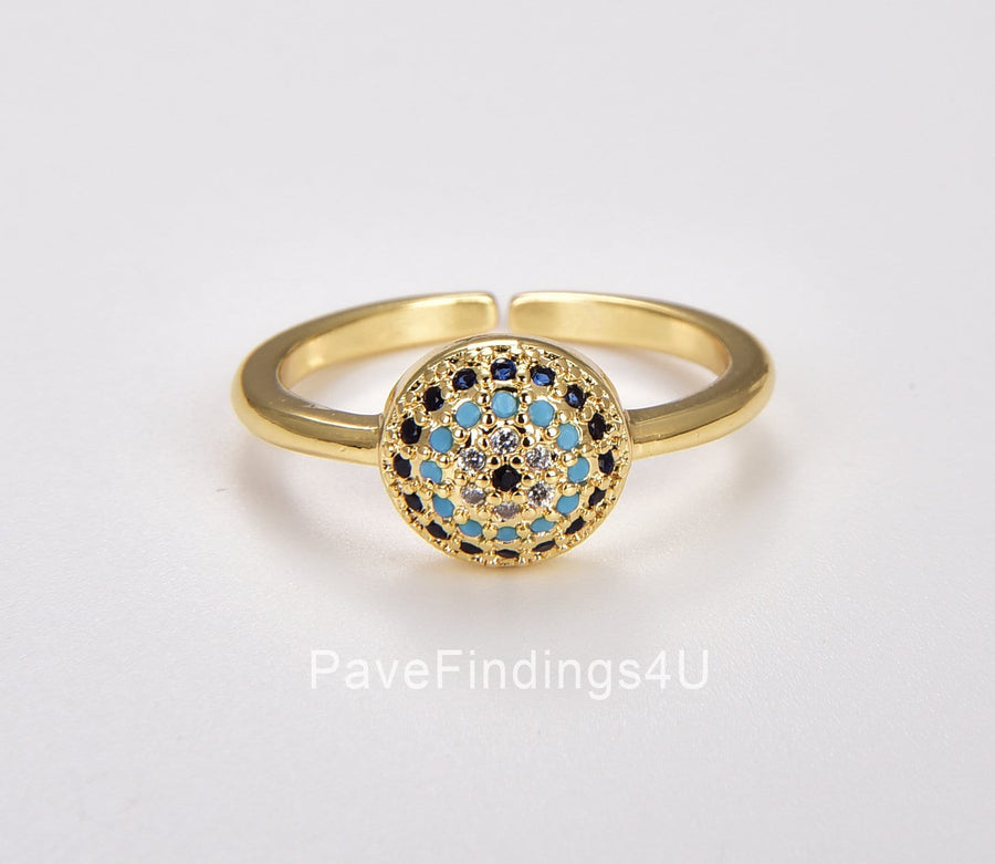 Anillo Ojo Turco Circonita Cúbica Dorado