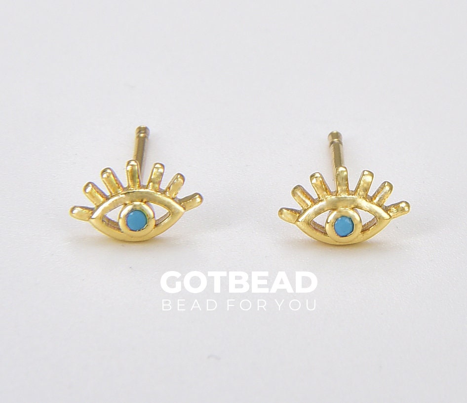Aretes de Botón Ojo Turco Turquesa