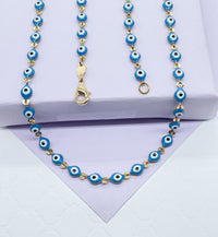 18k Gold Layered Red Color Evil Eye Bracelet And Necklace