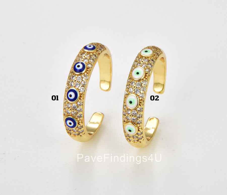 Anillo Ojo Turco Micro Pavé Dorado