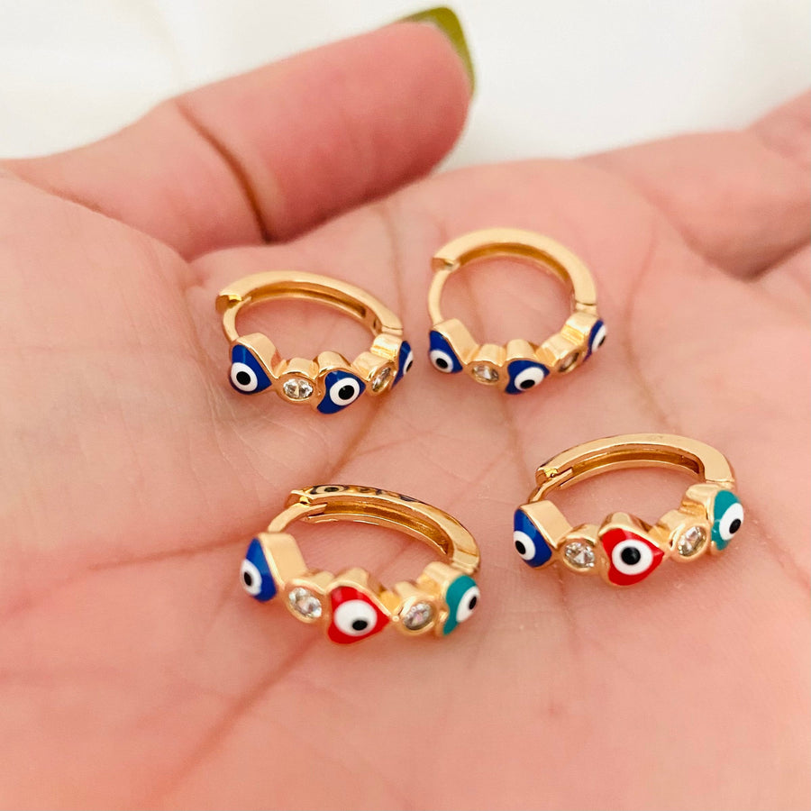 Aretes de Argolla Ojo Turco Colores de la Suerte