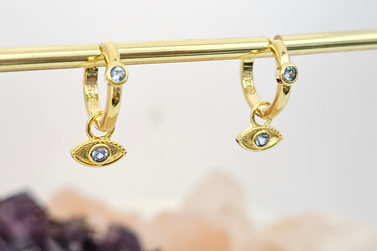 Aretes de Argolla Ojo Turco Azul Bebé