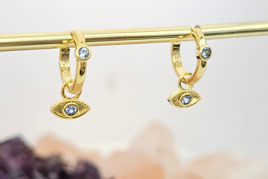 Aretes de Argolla Ojo Turco Azul Bebé