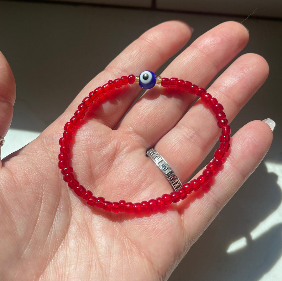 Pulsera Elástica Roja Ojo Turco Diaria