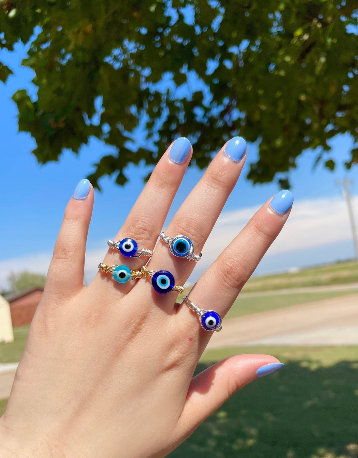 Anillo Ojo Turco Envuelto en Alambre