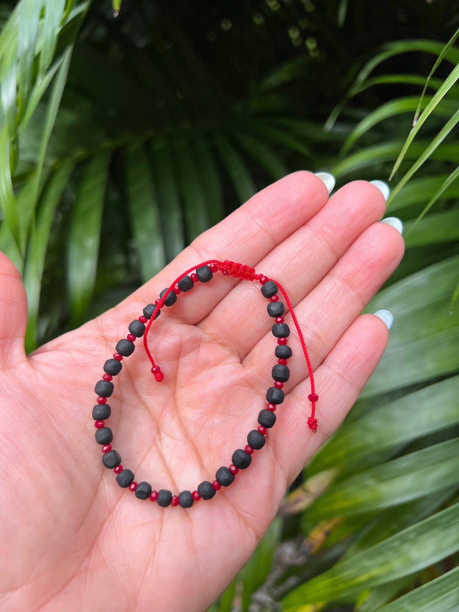 Pulsera Azabache Cuentas Rojas para Bebé Hecha a Mano