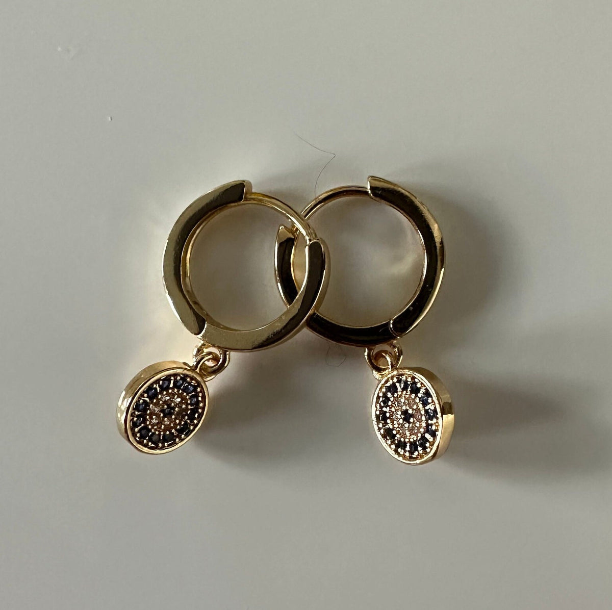 Aretes de Argolla Ojo Turco Oro 14K