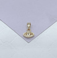 18k Gold Filled Dainty White & Royal Blue Mini CZ Evil Eye Charm