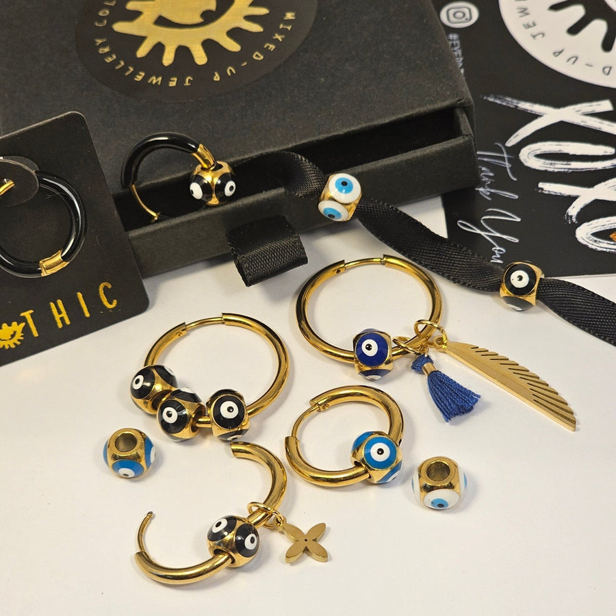 Aretes Ojo Turco Dijes Dorados