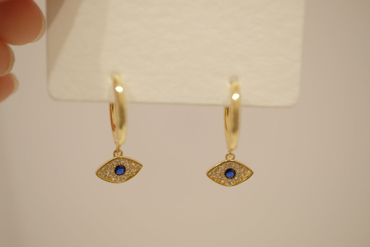 Aretes de Argolla Ojo Turco Dorado Artesanal