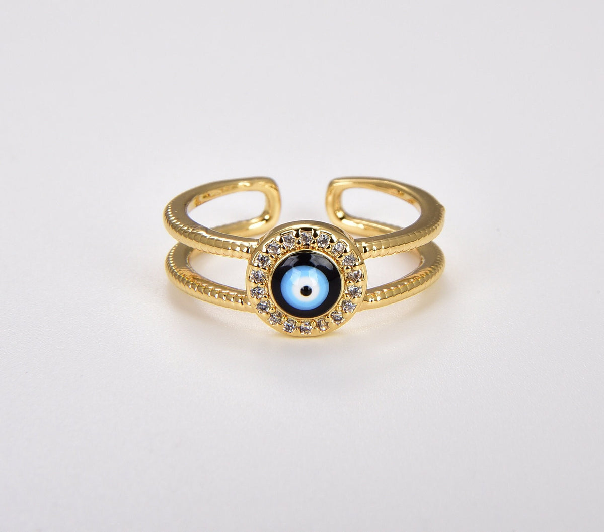 Anillo Ojo Turco Micro Pavé Negro