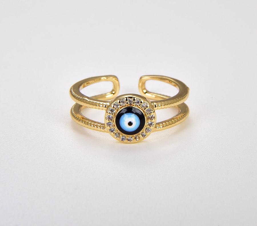 Anillo Ojo Turco Micro Pavé Negro