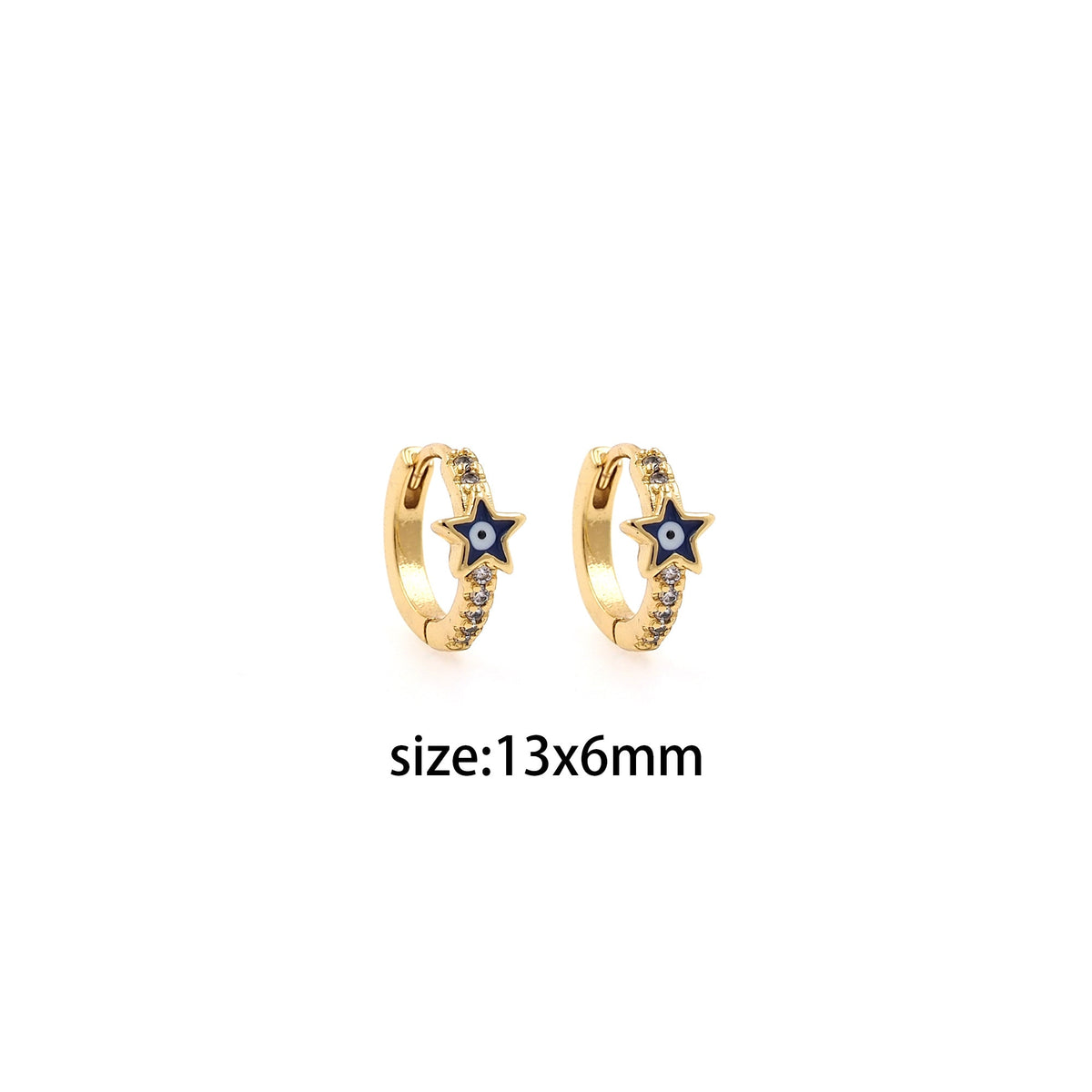 Aretes Huggie Ojo Turco Esmalte Delicado