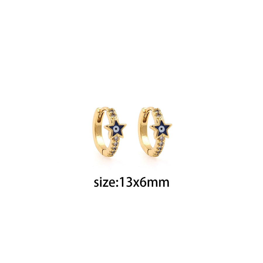 Aretes Huggie Ojo Turco Esmalte Delicado