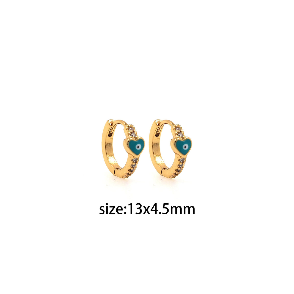 Aretes Huggie Ojo Turco Corazón