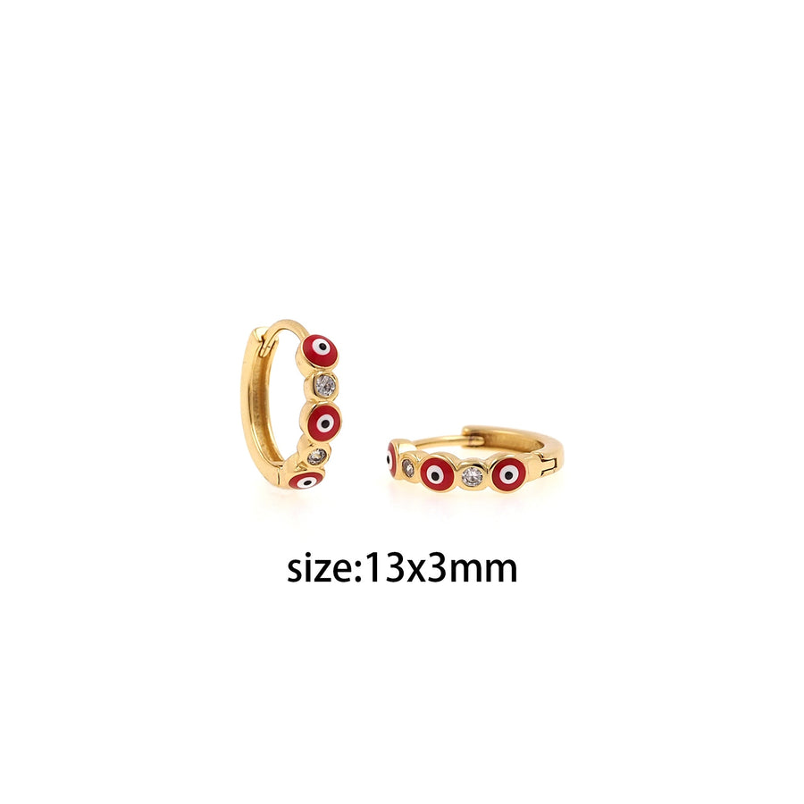 Aretes Huggie Ojo Turco Destello Dorado