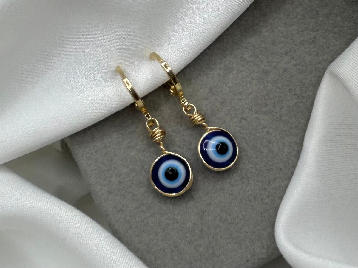 Aretes de Argolla Ojo Turco Hechos a Mano