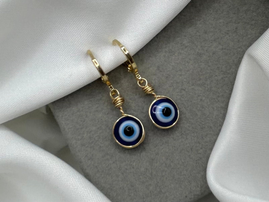 Aretes de Argolla Ojo Turco Hechos a Mano