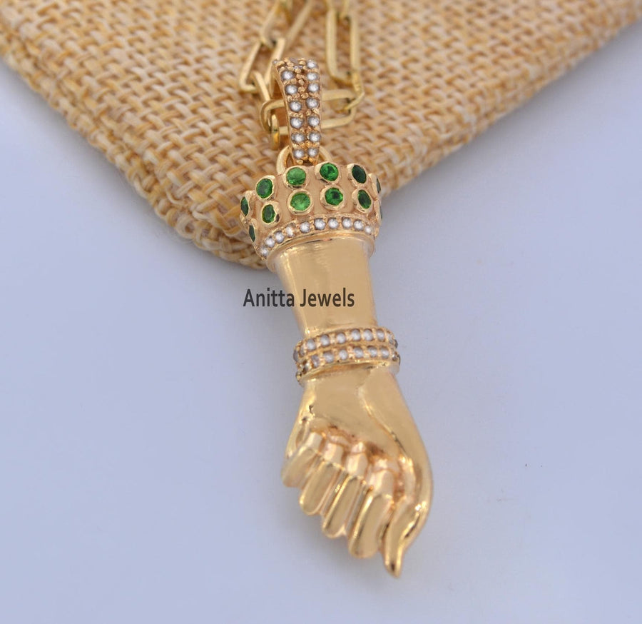 Colgante de mano Figa de plata 925: Charm de mano con piedras preciosas