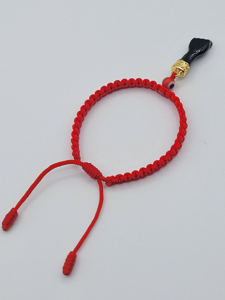Pulsera Hilo Rojo Bebé Ojo Turco y Mano de Azabache