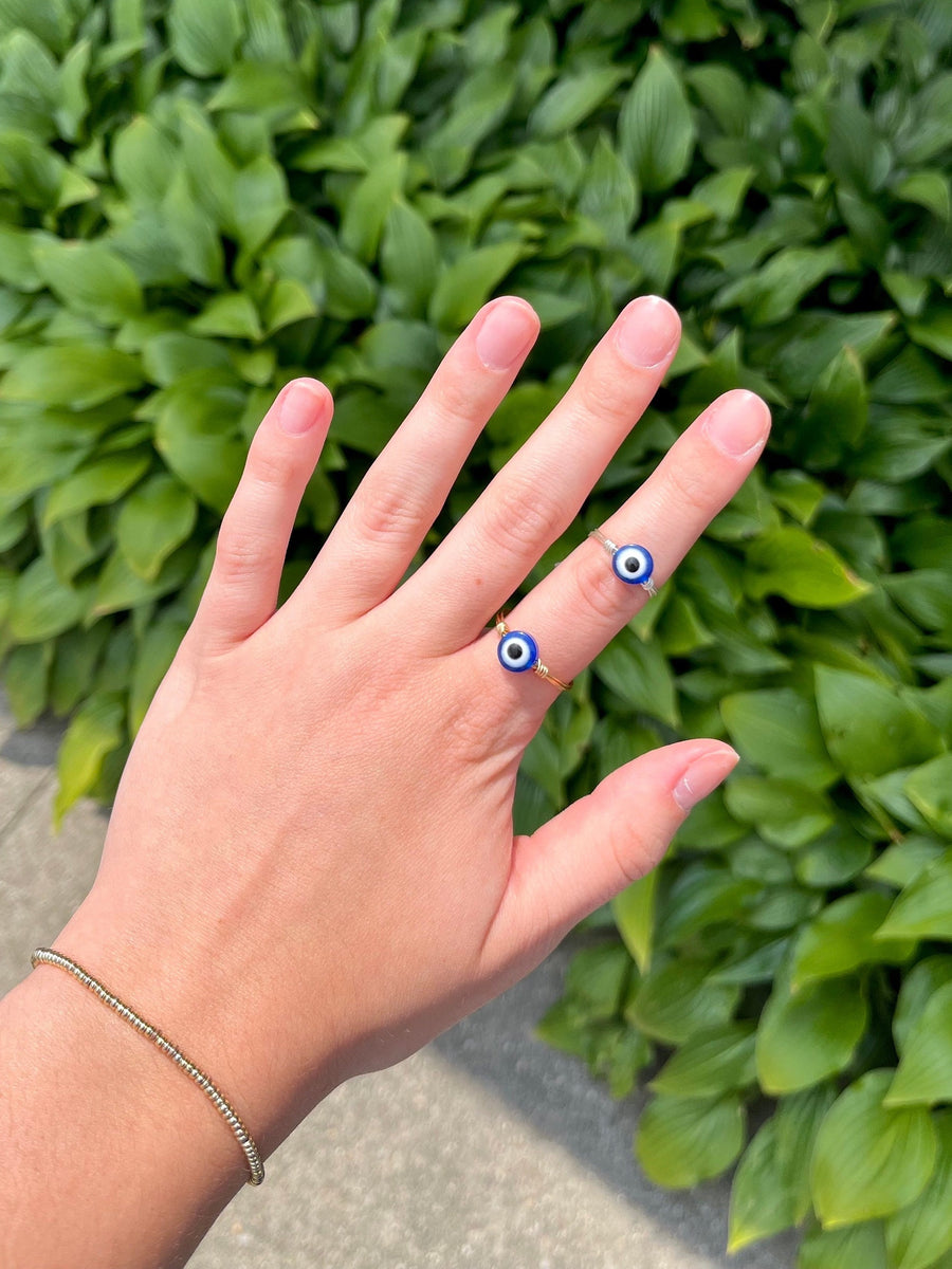 Anillo Ojo Turco Alambre Envuelto Clásico