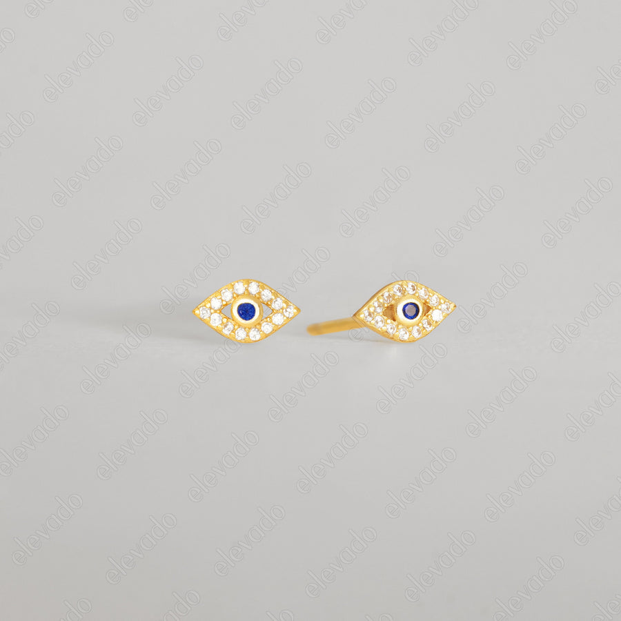 Aretes Ojo Turco Plata Minimalistas