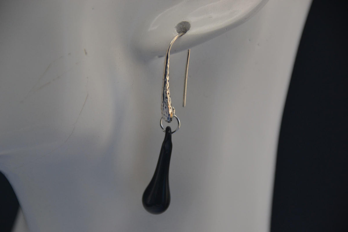 Aretes Colgantes Azabache Ganchos Plata 925