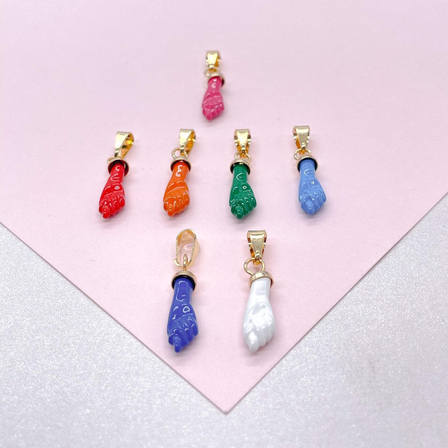 18k Gold Filled 15mm Protection "Figa" Charm In Blue, Red, Black Or White Colors
