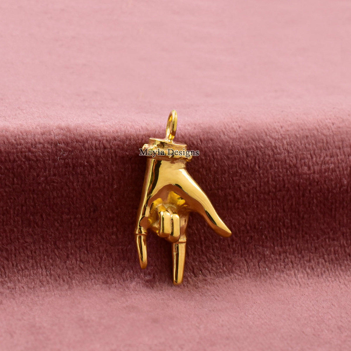 14K Yellow Gold Plated Figa Hand Pendant, Lucky Figa Hand Pendant Jewelry