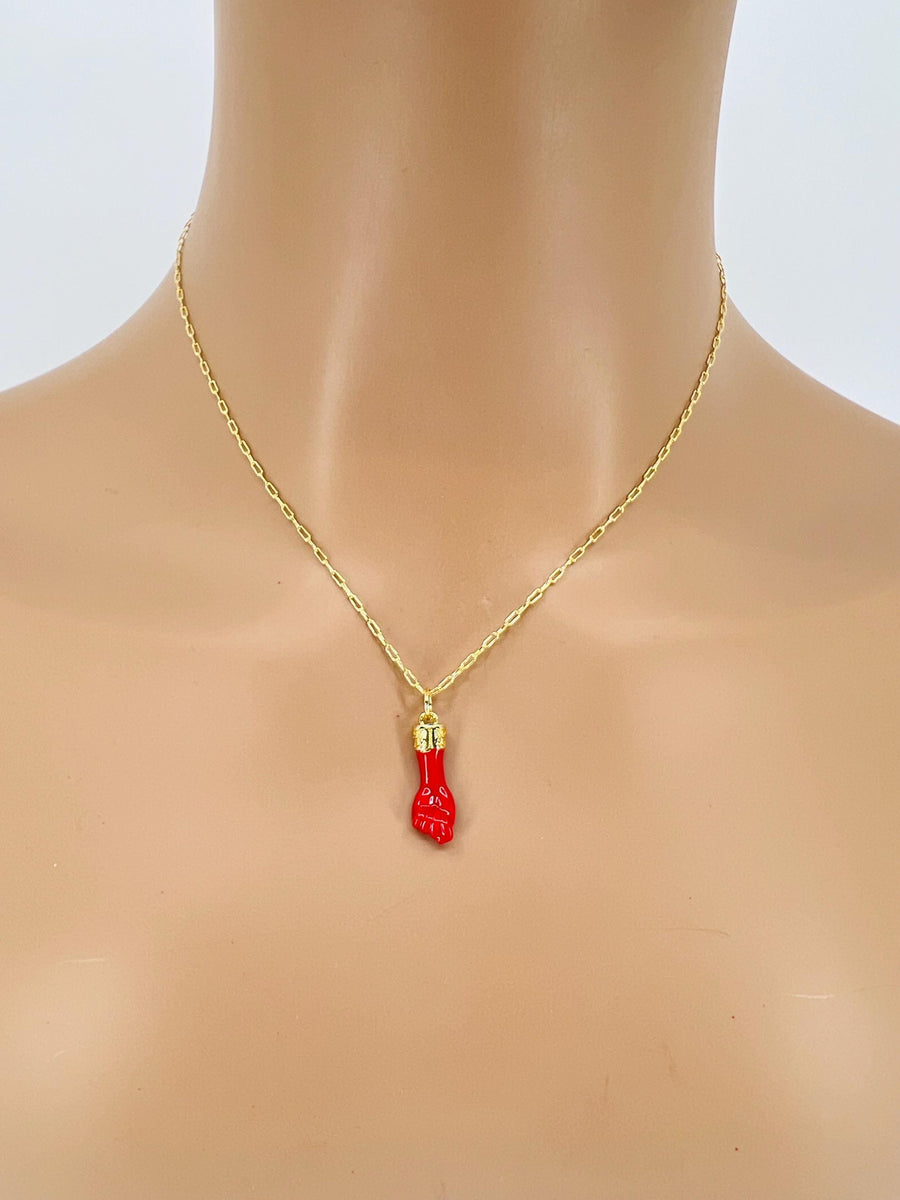 Collar Figa, joyería rellena de oro de 18k, amuleto de protección, collar de puño, accesorio de buena suerte