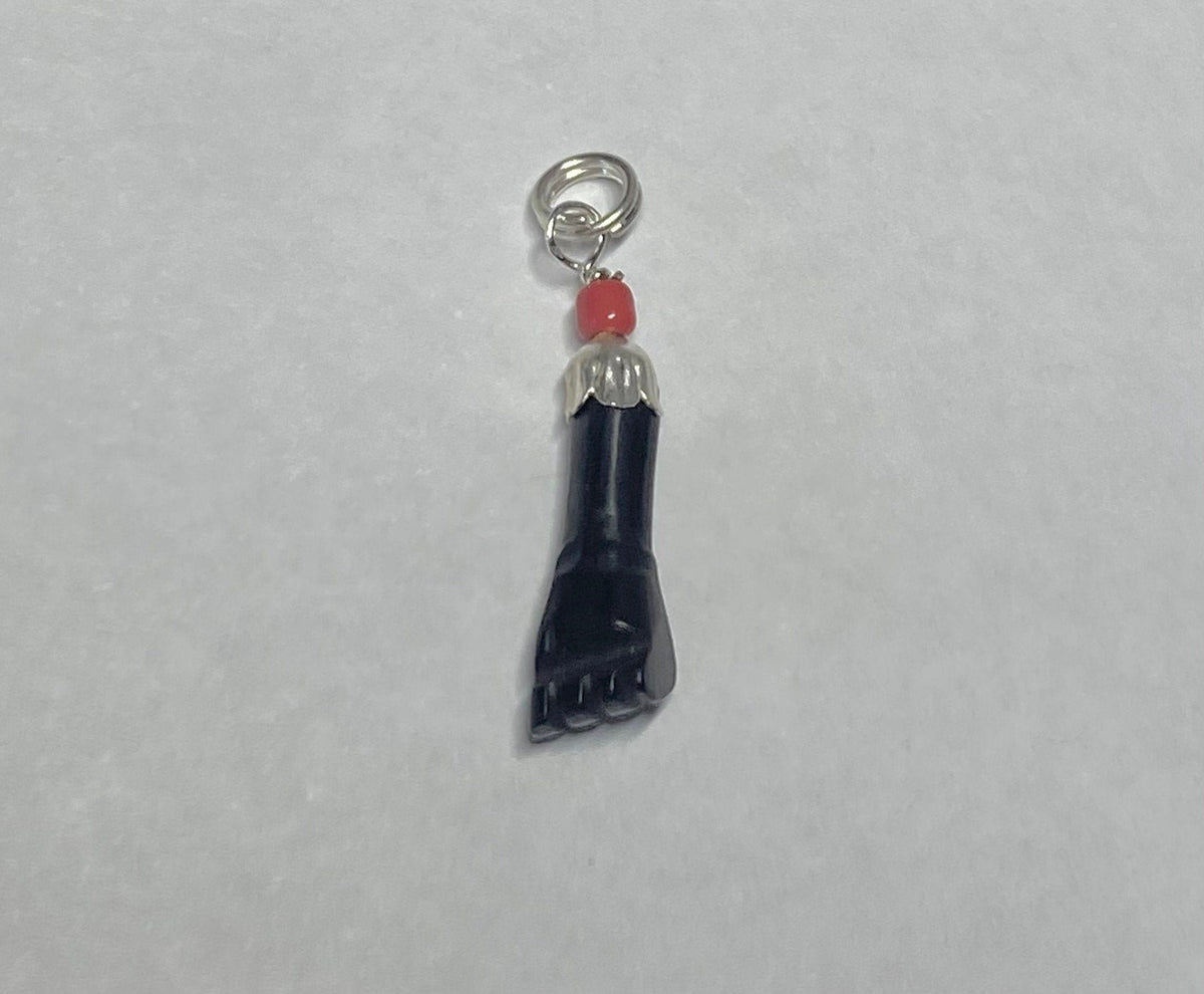 Dije Mano Figa Plata 925 con Azabache y Coral