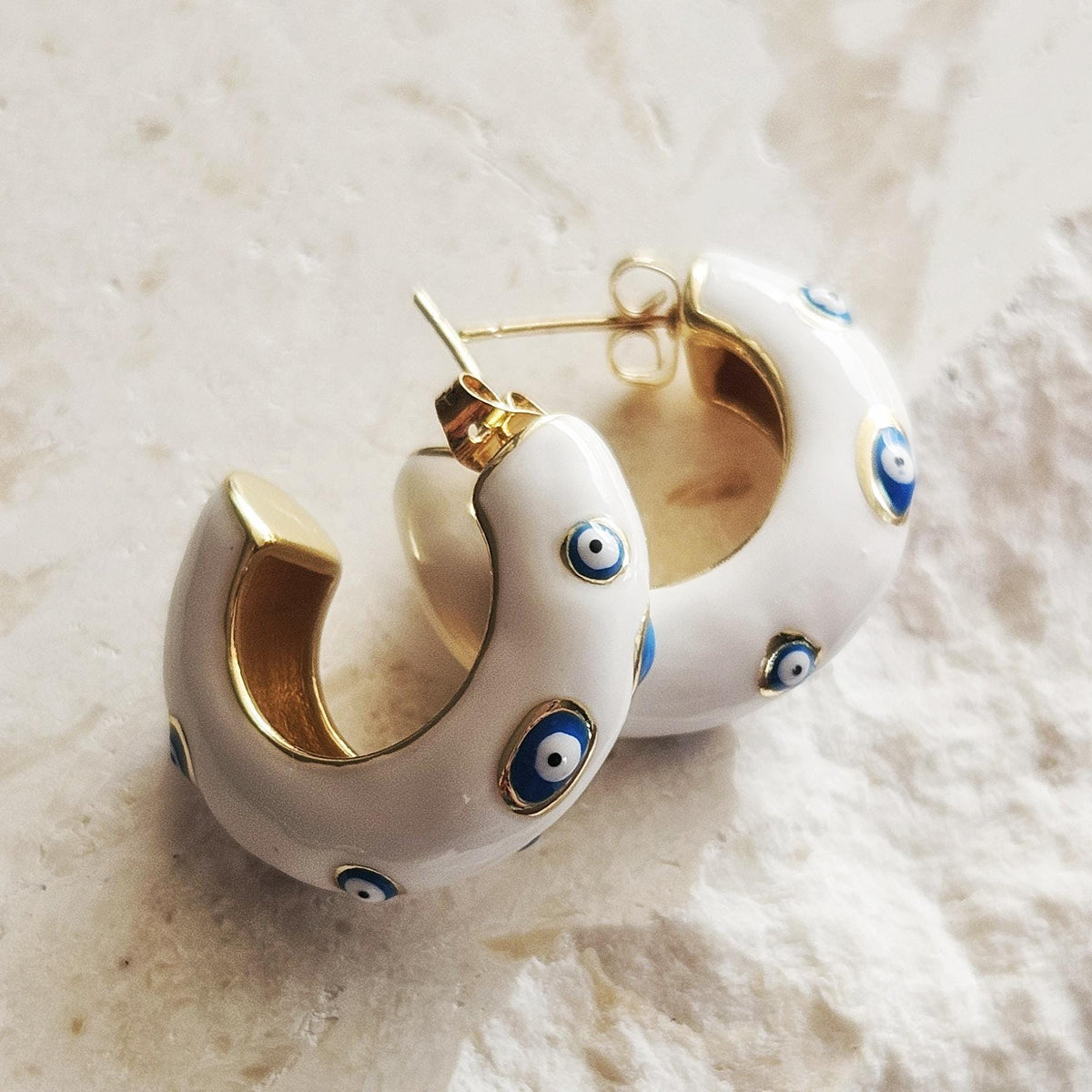 Aretes Colgantes Ojo Turco Oro Protección