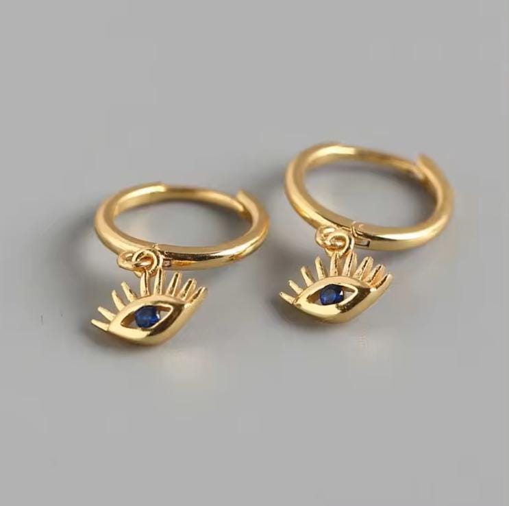 Aretes de Argolla Ojo Turco Plata 925 Mirada Pura