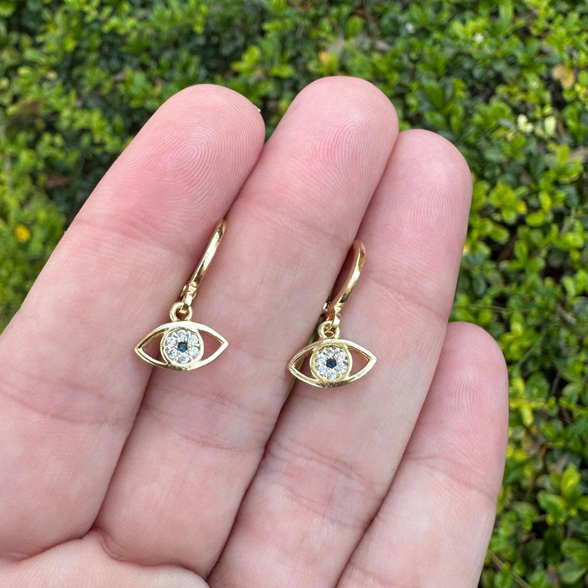 Aretes de Argolla Ojo Turco Protección Dorada
