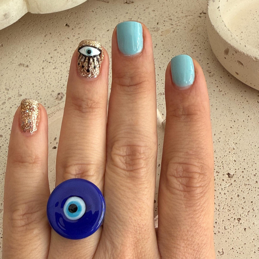 Anillo Ojo Turco Cristal de Murano