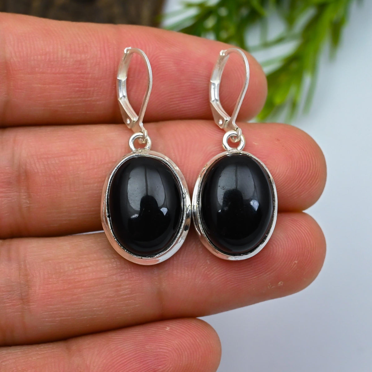 Aretes Ónix Negro Plata 925 Hechos a Mano