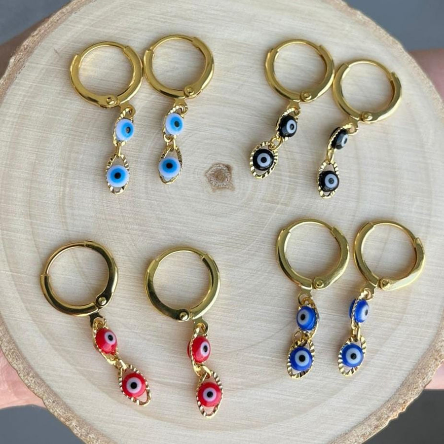 Aretes de Argolla Ojo Turco Colores de Protección