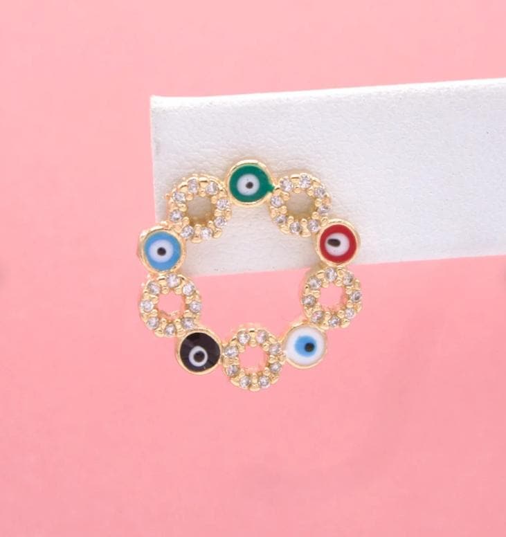 Aretes de Botón Ojo Turco Multicolor