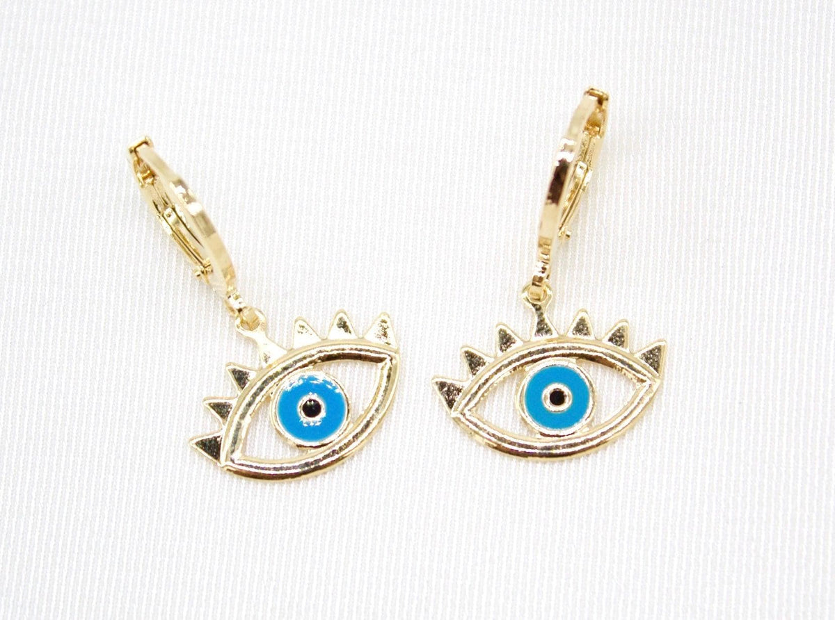 Aretes de Argolla Ojo Turco Sol Azul
