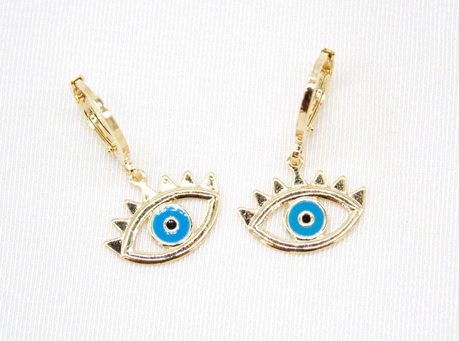 Aretes de Argolla Ojo Turco Sol Azul