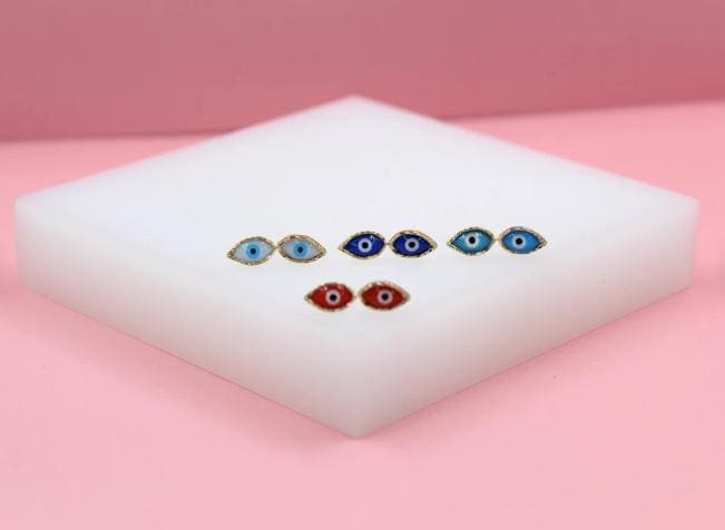 Aretes de Botón Ojo Turco de Colores