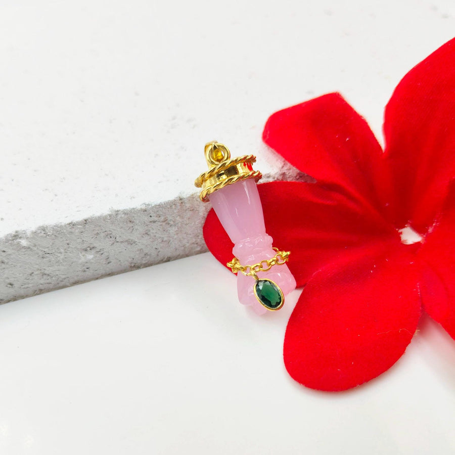 Colgante de mano Figa de oro macizo de 18 quilates con piedras preciosas, amuleto de la suerte, colgante de mano Figa de diseñador, colgante de mano Figa de coral