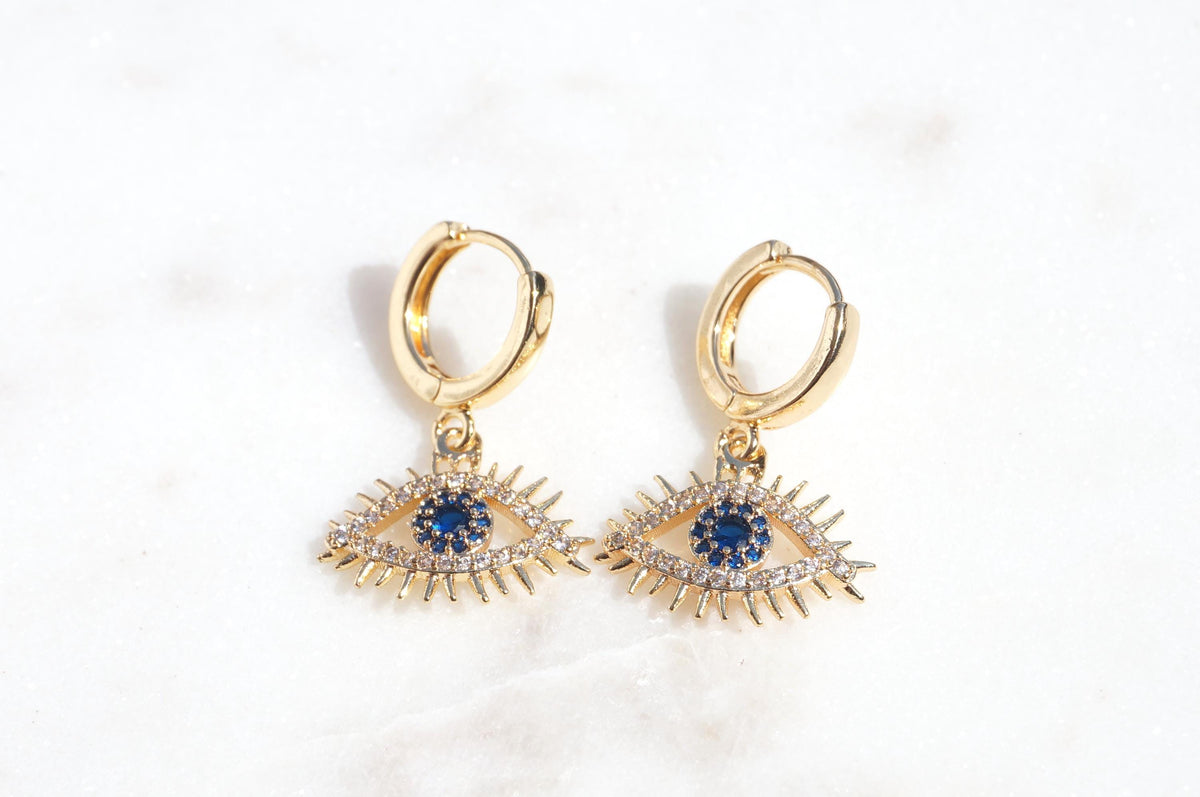 Aretes de Argolla Ojo Turco Mini Dorados