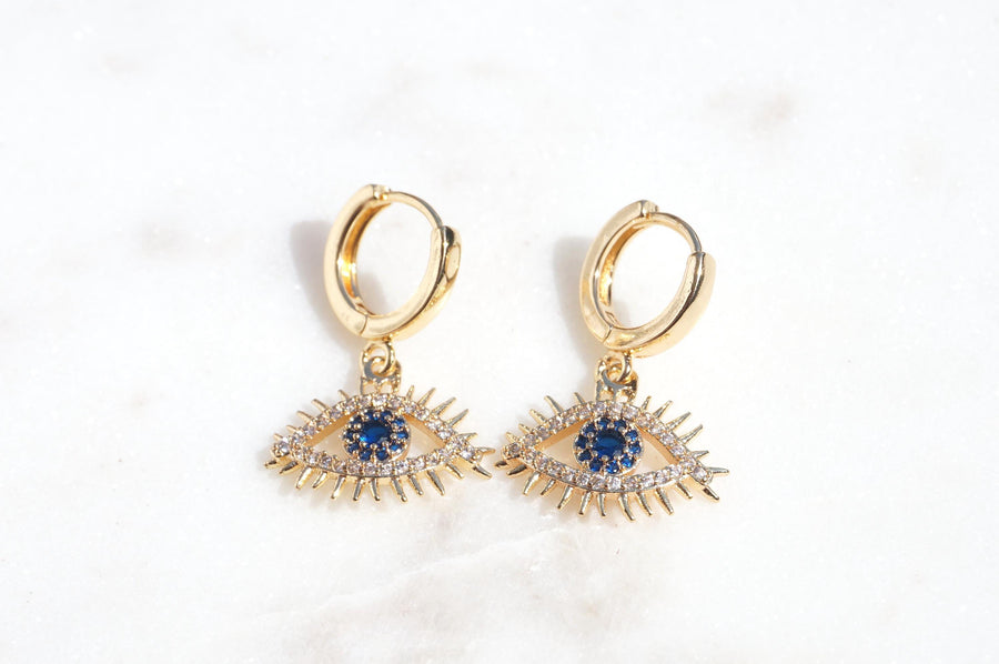 Aretes de Argolla Ojo Turco Mini Dorados